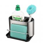 Stainless Steel Kitchen Sink Organiser Rack With Fluid Pump And Sponge Holder