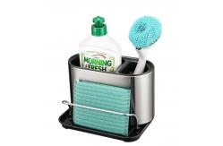 China Stainless Steel Kitchen Sink Organiser Rack With Fluid Pump And Sponge Holder supplier