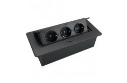 China White Square Desk Pop Up Sockets With 3 French Power Outlet Galvanized Panel supplier
