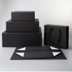 Black Holiday Gift Box With Lid Recycled Cardboard Porcelain Wine Gift Box Bow Ribbon for sale