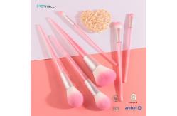China Pink 6 Piece Makeup Brush Set Durable Plastic Handle Artificial Fiber supplier