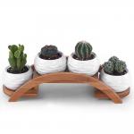 Indoor Plant Display Stand , 4 Tier Bamboo Wooden Flower Pot Holder for sale