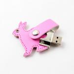 Logo Print / Embossing Leather USB Flash Drive Support Encryption / Date Uploading for sale