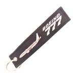 Premium Aircraft Keychain with Dual Embroidery - Official Boeing 777 Design, Black/Blue/Red Metal Souvenir for Aviation Enthusiasts for sale