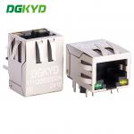 Single port RJ45 connector with 90 degree side plug gigabit network connector DGKYD111Q060DB2A1D for sale