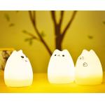 3 AAA Tabletop Night Light Lamp  , DC5V Cat Silicone Soft Touch Night Light for sale