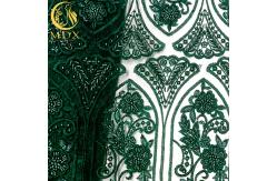 China Customized Emerald Green Embroidery Lace Fabric Beaded Sequined Decoration supplier