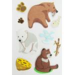 Fuzzy Puffy Custom Book Stickers , Little Bear Cute Animal Stickers For Kids for sale