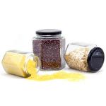 Customized Shape 250ml 300ml 400ml 500ml Hexagonal Shape Glass Honey Jars