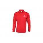 180GSM Lapel Collar Red Long Sleeve Button Up Shirt Embroidery for sale