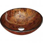 Red Round Glass Bathroom Sink Textured Exterior Hand Drawing With Foil