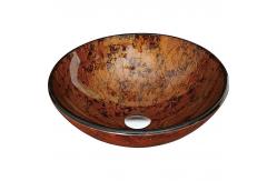 China Red Round Glass Bathroom Sink Textured Exterior Hand Drawing With Foil supplier