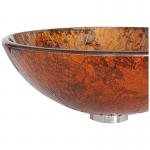 Red Round Glass Bathroom Sink Textured Exterior Hand Drawing With Foil