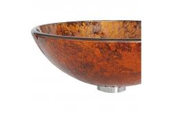 China Red Round Glass Bathroom Sink Textured Exterior Hand Drawing With Foil supplier