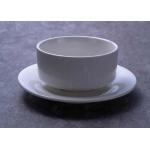 Lead Free 210ml Soup Ceramic Bowl Set With Saucers