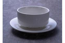 China Lead Free 210ml Soup Ceramic Bowl Set With Saucers supplier