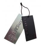 Recycled Silver Paper Swing Tags Luxury Clothing Hangtag Emboss Black Foil Logo for sale