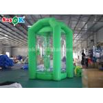 Green Cube Inflatable Money Machine Booth With One Air Blower For Promotion