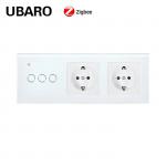 Euro Standard TuYa Zigbee Switch Socket Combination 240Vac For Round Mounting Box