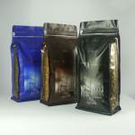 Flat Bottom Matte Finish Aluminium Foil Pouch , Silver Tin Tie Coffee Packaging Bag for sale