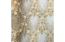 China 20% Polyester Material 3D Flower Lace Fabric With Beads supplier