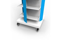 China Casters Pegboard Rotating Display Stand Metal Pegboard Display Stand With Hooks supplier