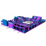 Custom Purple Gigantic Inflatable Theme Park / Kids Trampoline Park