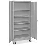 Double Door Unassembled Metal Adjustable Shelf Cabinet With Wheels