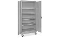 China Double Door Unassembled Metal Adjustable Shelf Cabinet With Wheels supplier
