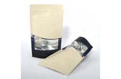 China OEM Printed Biodegradable Coffee Bags Resealable Kraft Paper Bags With Window supplier