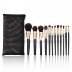 OEM ODM Multifunction Makeup Brush Set 12pcs With Black Wooden Handle for sale