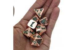 China Wear Resistant Custom Metal Dice Polyhedral Seven Dice RPG Copper material Green supplier