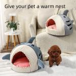 Fall Winter Fish Cat Bed Pet Universal Warm Villa Semi Enclosed Shark Shaped Dog Nest for sale