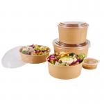 Disposable Oilproof Kraft Paper Packaging Salad Bowls With Lid for sale