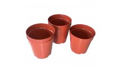 China Red Hard PE Coated Round 1 Gallon Nursery Pots With Plastic Tray supplier