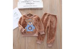 China 18kg Winter Toddler Unisex Children Thermal Bear Flannel Pajamas Set OEM supplier
