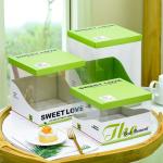 Clear Cake Box With Green Lid Transparent Birthday Packaging For Bakeries Desserts for sale