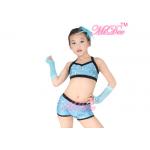 2 Pieces Hip Hop Dance Costumes Sequins Crop Top Short Gyms Cloth For Girls for sale