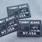 Raised White Logo Taffeta OEKO Custom Neck Labels Silk Printing Silicon
