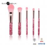 5 Pieces Beauty Makeup Brush Aluminium Ferrule Cosmetic Brushes Transprent Plastic Handle for sale