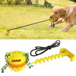 Elastic Interactive Pet Toys Rubber Food Dispensing Toy Drawstring Ball TPR+ABS for sale