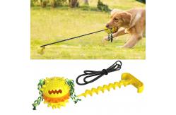 China Elastic Interactive Pet Toys Rubber Food Dispensing Toy Drawstring Ball TPR+ABS supplier