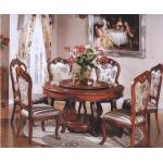 7pcs Durable French Round Dining Table And Chairs Solid Wood Vintage Diner Furniture for sale