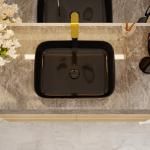 Custom Square Black Golden Art Deco Pedestal Basin 500*380*130mm