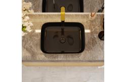 China Custom Square Black Golden Art Deco Pedestal Basin 500*380*130mm supplier