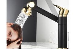 China Swivel Rotate Black Mechanical Crane 360Degree Wash Basin Faucet supplier