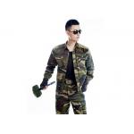 Cotton Blends Military Camouflage Uniforms , Button Placket Men's Jacket