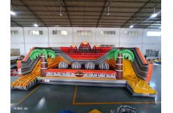 China Danger Volcano Challenge Outdoor Inflatable Games With Palm Trees supplier