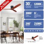 1stshine Solid Wood Ceiling Fan Light with Remote Control and Energy Saving Propeller