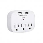 Wall Power Socket And Wall Tap One Input 3 Outlet 2 USB Surge  UL cUL passed for sale